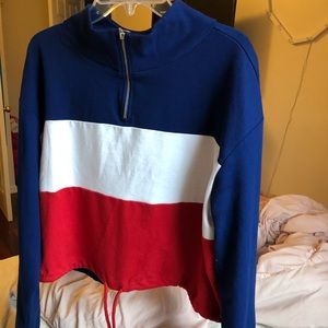 Color block quarter zip sweater